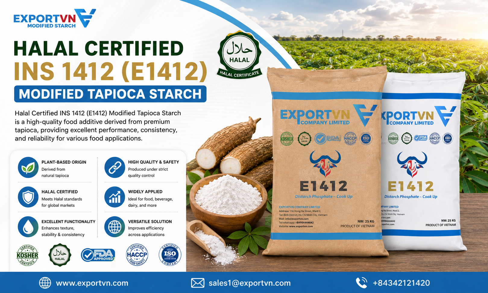 Halal Certified INS 1412 (E1412) Modified Tapioca Starch