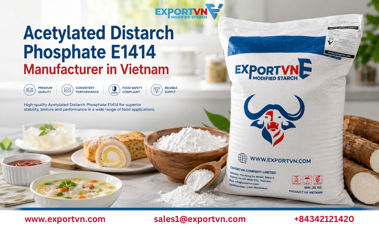 Acetylated Distarch Phosphate E1414 Manufacturer in Vietnam