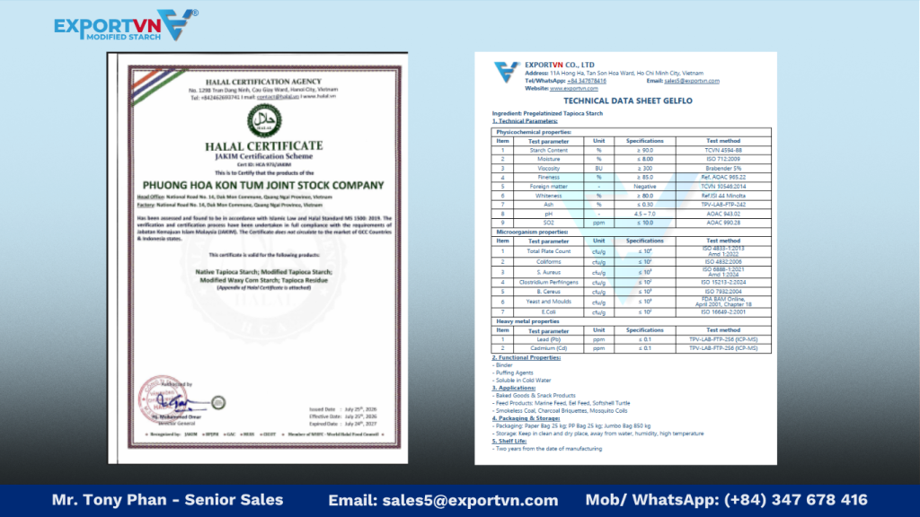 Halal and Specification of Pregelatinized Tapioca Starch