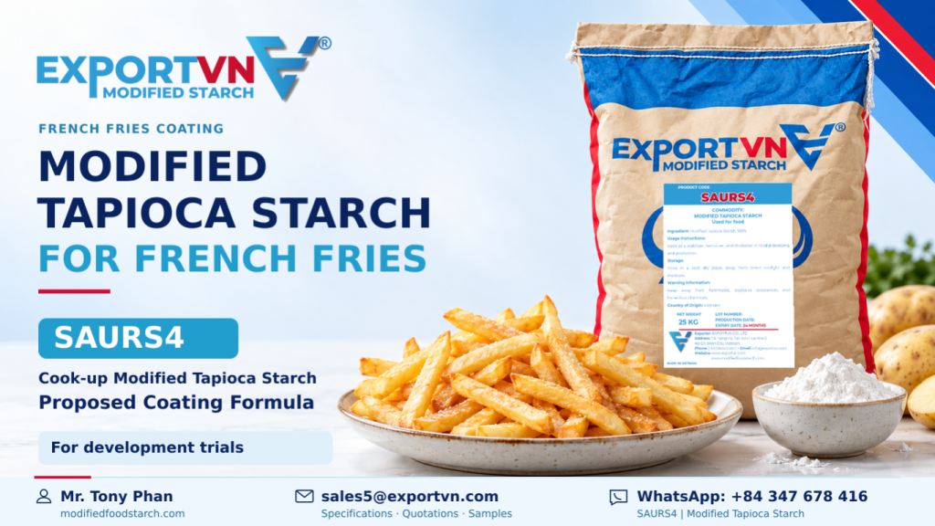 Formulation de frites avec de l’amidon de tapioca modifié
