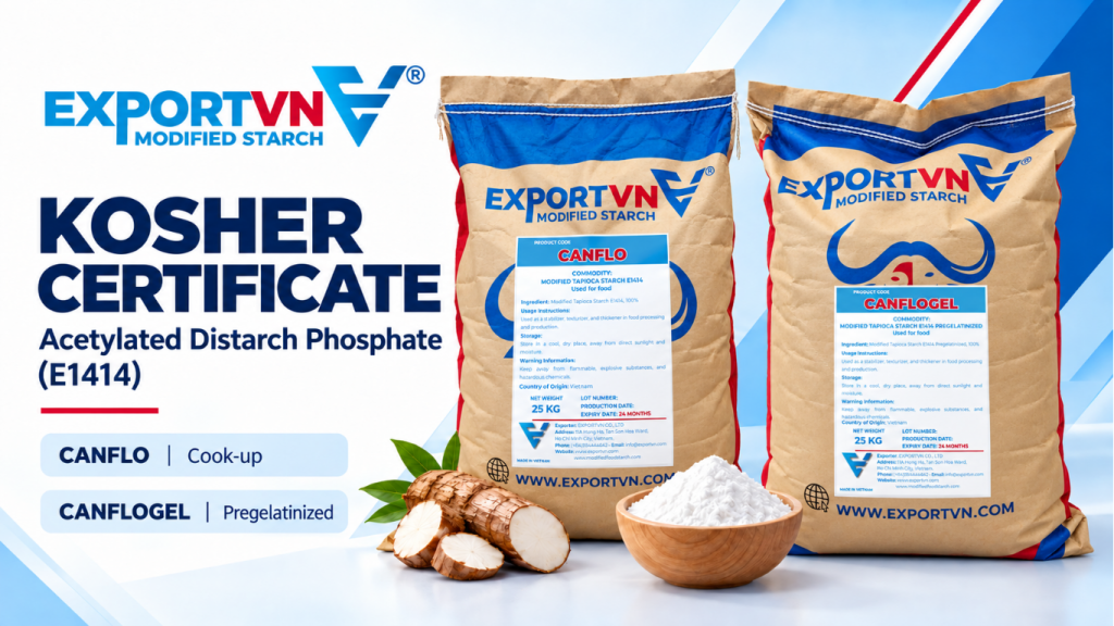 Certificat casher pour le phosphate de diamidon acétylé (E1414)